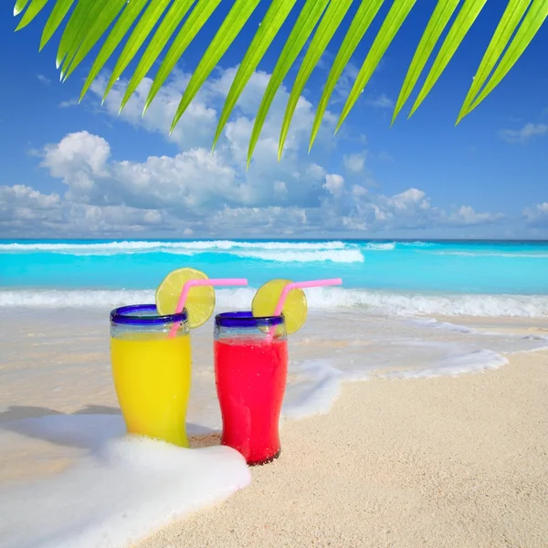 Beach cocktails yellow red wave foam tropical sea
