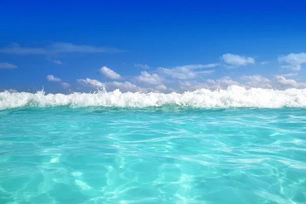 Blue caribbean sea water wave horizon