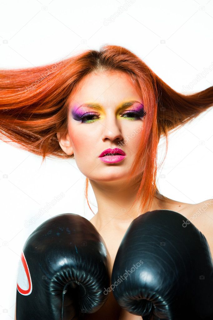 Beautiful Nude Girl With Boxing Gloves Stock Photo Tanitue