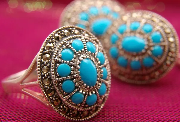 Silver with turquoise