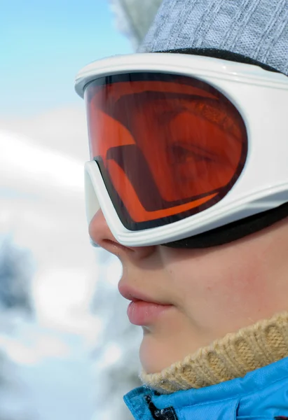 Cara Mujer Joven Máscara Esquí —  Fotos de Stock