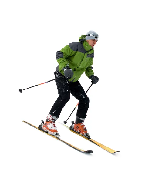 Skifahrer isoliert auf Weiß — Stockfoto