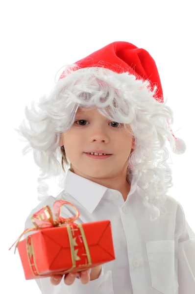 Dítě v klobouk santa claus — Stock fotografie