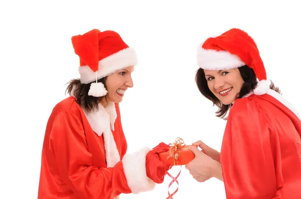 两个女人圣诞老人 — 图库照片