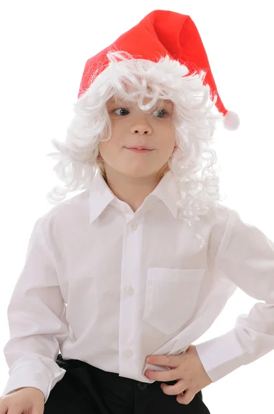 Enfant dans un chapeau Père Noël claus — Photo