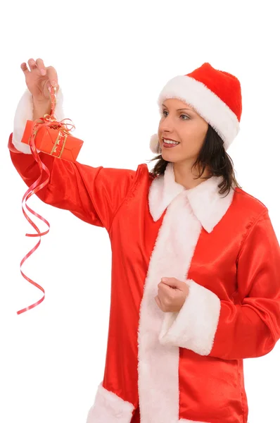 Santa met cadeau — Stockfoto
