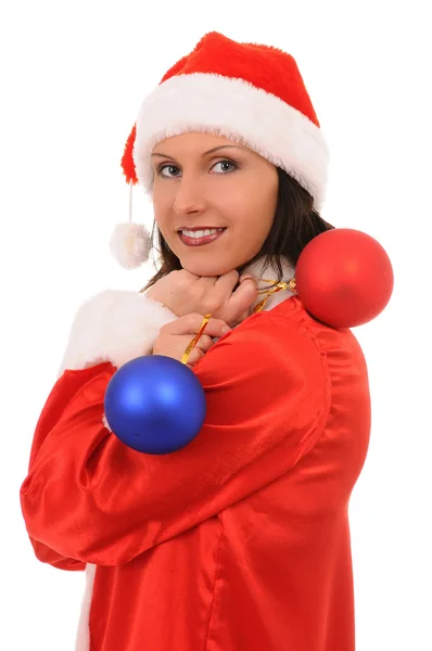 Kvinna i hatt santa — Stockfoto