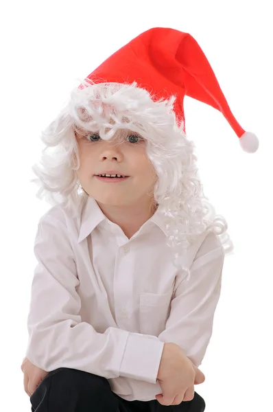 Criança em um chapéu Papai Noel — Fotografia de Stock