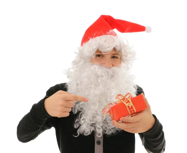 Tiener in een hoed santa — Stockfoto