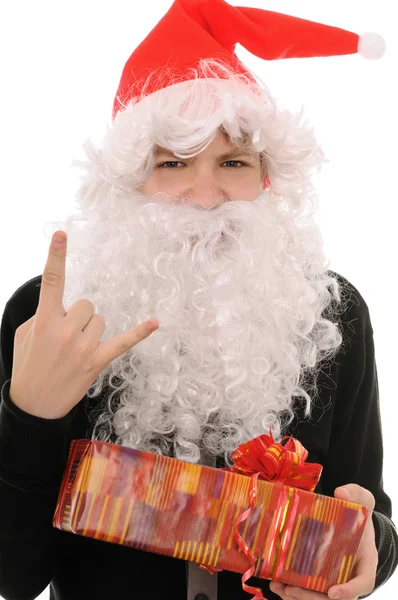 Adolescente in cappello Babbo Natale — Foto Stock