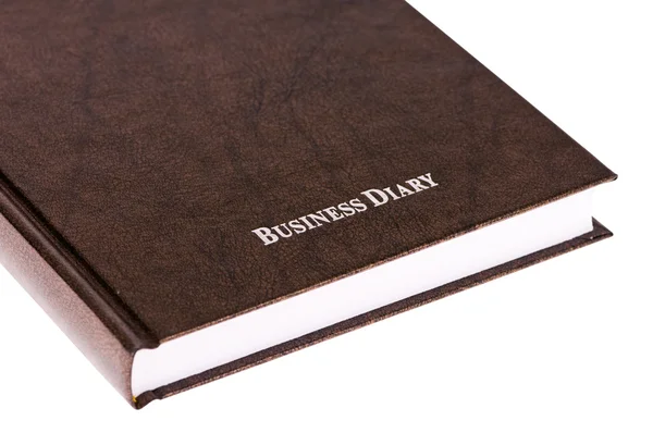 白い背景で隔離の茶色ビジネス日記 — ストック写真