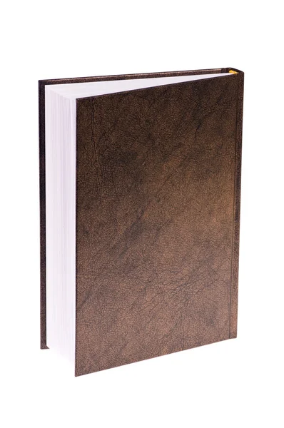 Geschlossenes Braunes Buch Isoliert Auf Weißem Hintergrund — Stockfoto