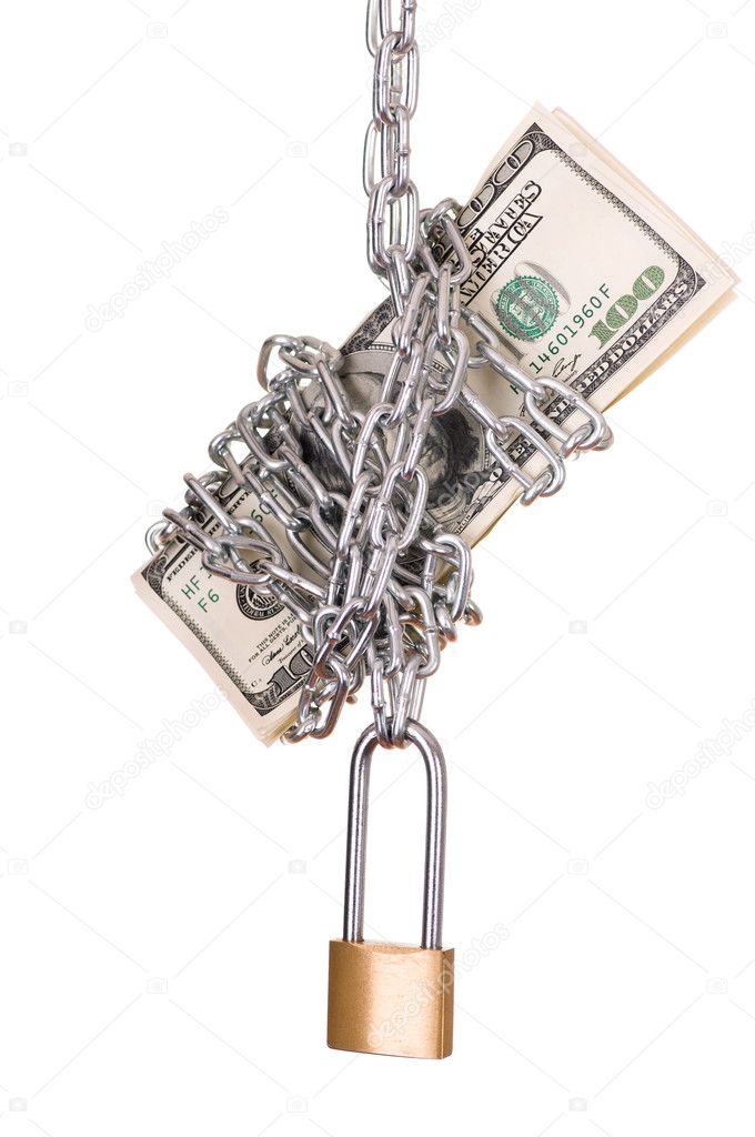 Dollars are closed on the padlock and a chain