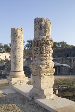 Ancient pillars of ruined roman temple in Beit Shean (Scythopoli clipart