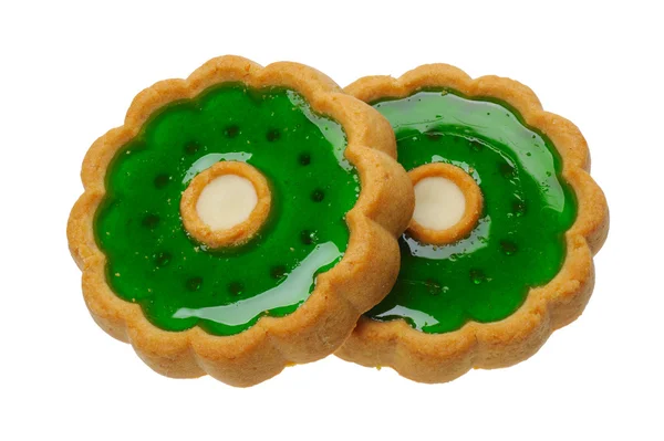 Galletas con gelatina verde, aisladas —  Fotos de Stock