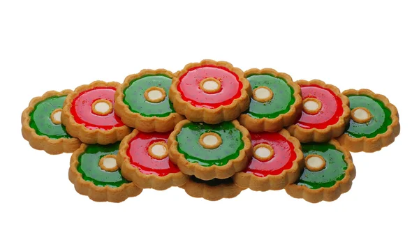 Biscuits à la gelée rouge et verte, isolés — Photo