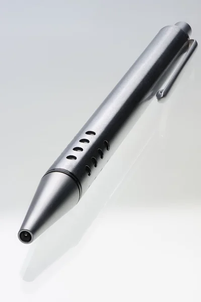 Shiny steel ball-point pen, hyper DoF — Stock Photo, Image