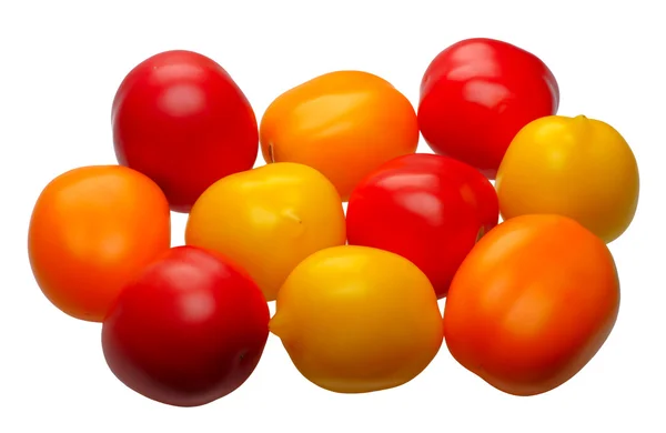 Multicolored tomatoes, isolated — Stock Photo, Image