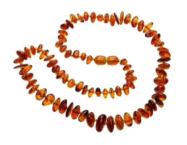 Янтарное ожерелье, изолированное — стоковое фото