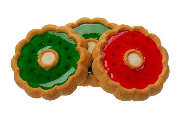 고립 된 빨간색과 초록색 젤리 쿠키 — 스톡 사진