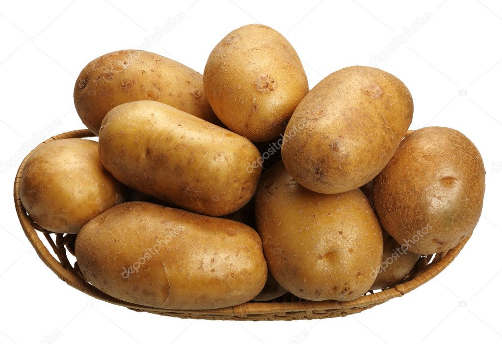 Potatoes in a basket, isolated