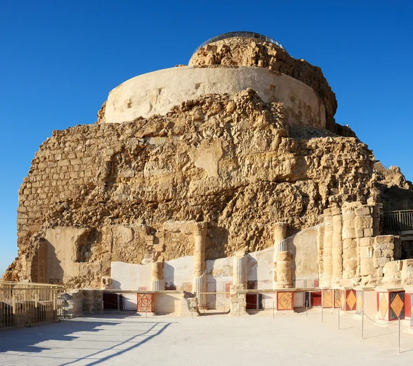 Fortezza Masada Israele Veduta Del Palazzo Del Nord Con Terrazza — Foto Stock