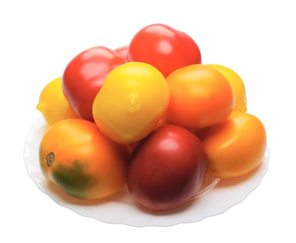 Flerfarget tomatto, isolert – stockfoto