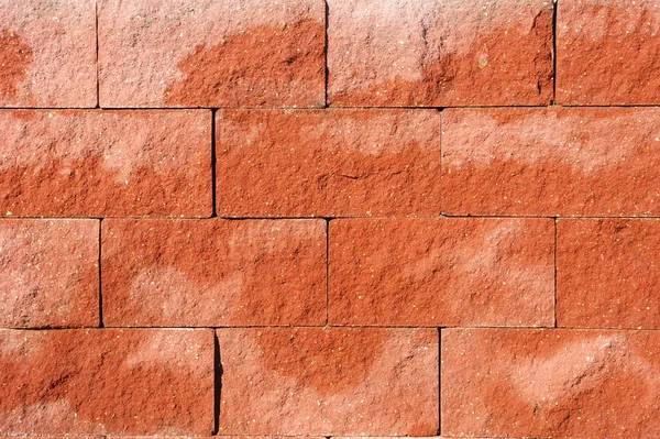 Textur Eine Wand Aus Groben Rechteckigen Roten Steinen — Stockfoto