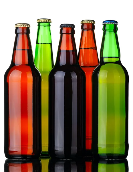 Cinque bottiglie di birra — Foto Stock