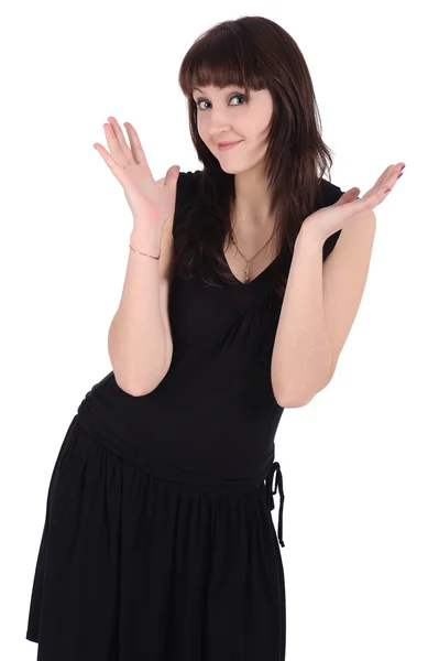 Девушка в черном платье, изолированная — стоковое фото