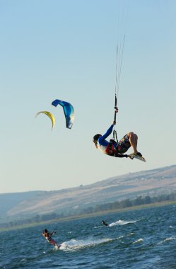 Sky-surfing on lake Kinneret clipart