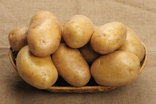 Potatis på en säckväv — Stockfoto