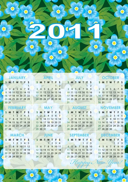Kalenderraster des Jahres 2011 — Stockvektor