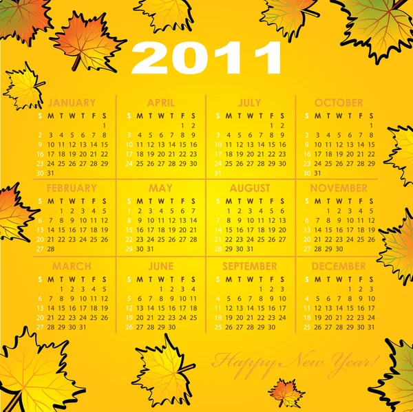 Takvim kılavuzu 2011 yıl — Stok Vektör