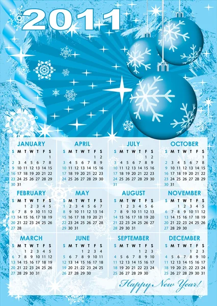 Siatka kalendarz roku 2011 — Wektor stockowy