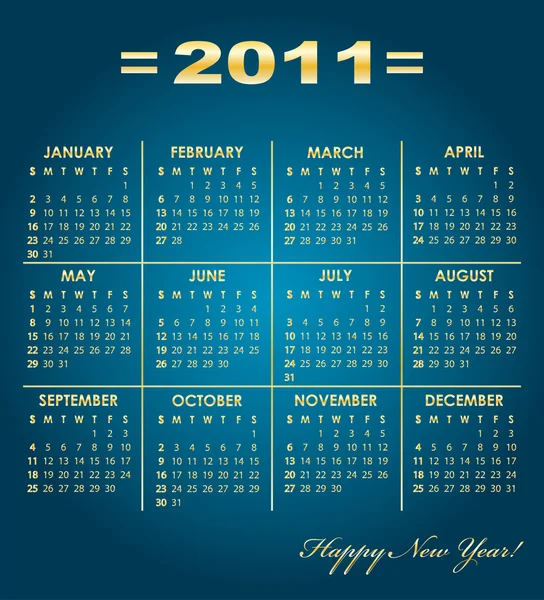 Calendar grid of 2011 year — Stock Vector