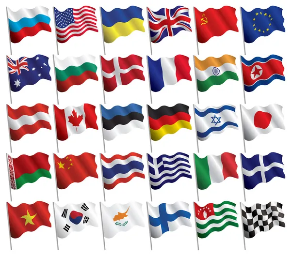 Set de banderas con ondas y gradientes — Vector de stock