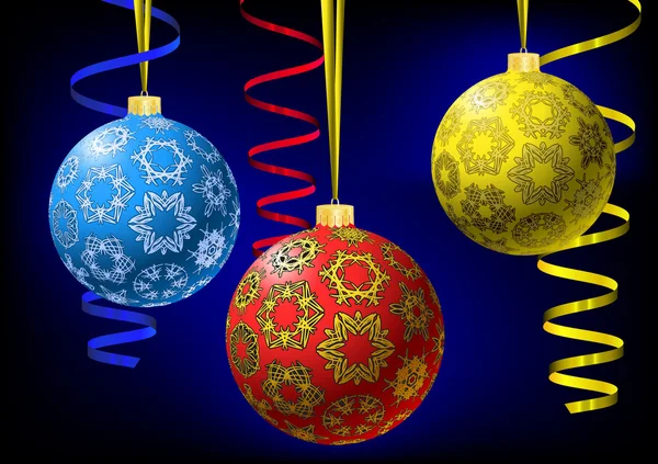 Kerstballen met sneeuwvlokken textuur — Stockvector