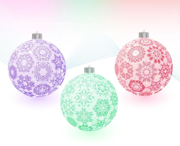 Boules de Noël avec texture flocons de neige — Image vectorielle
