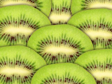 Abstract green background with raw kiwi slices clipart