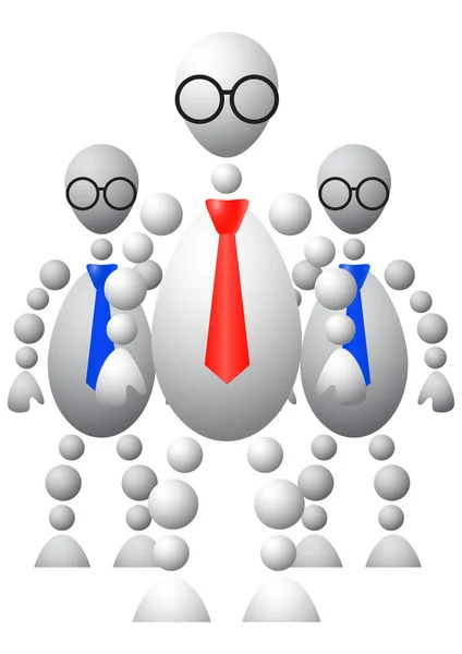 Grupo de três homens de gravatas e óculos redondos — Vetor de Stock