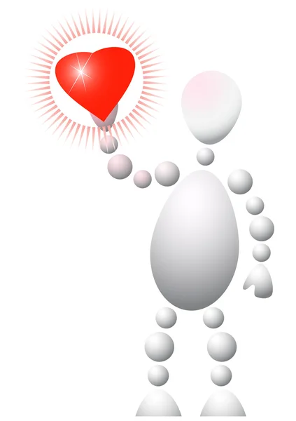 Homme présent coeur rouge — Image vectorielle
