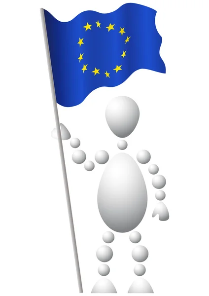 Uomo con bandiera dell'Unione europea — Vettoriale Stock