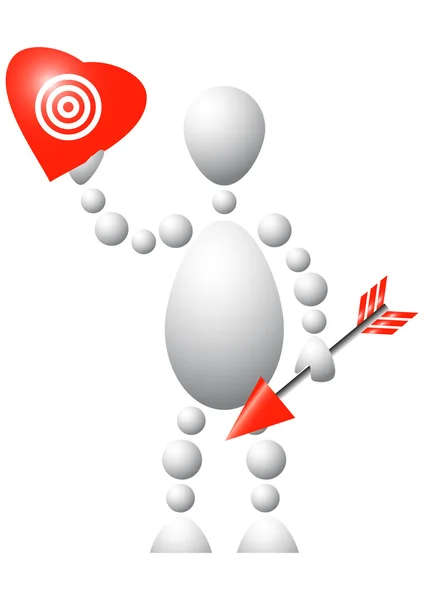 Homme au cœur rouge et flèche — Image vectorielle