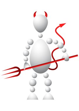 Man with red horns, tail and pitchfork as devil clipart