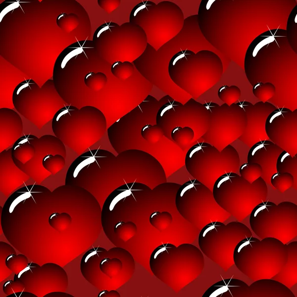 Background with glass dark-red hearts — Stock Vector
