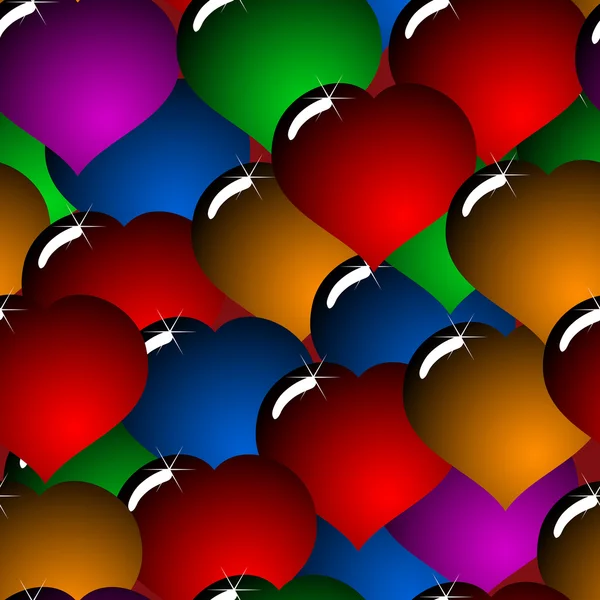 Abstract background with glass multicolor hearts — Stock Vector