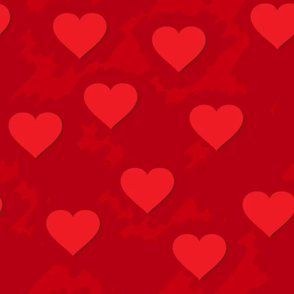 Abstract red grunge background with hearts — Stock Vector