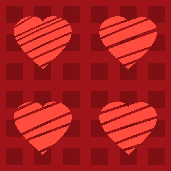 Abstrakt röd bakgrund med hjärtan — Stock vektor