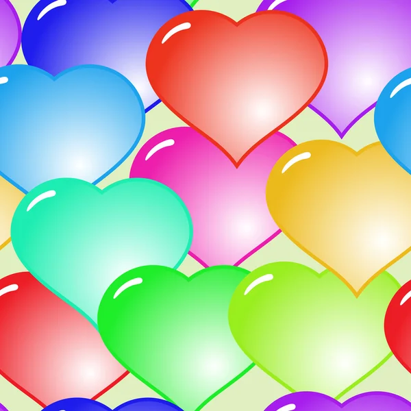Фон зі скляними різнокольоровими сердечками — стоковий вектор